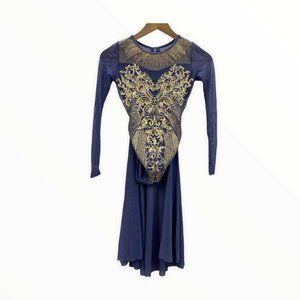 Weissman Jazz Tap Dance Pageant Costume Size MC 10/12 Sequin Long Sleeve Purple